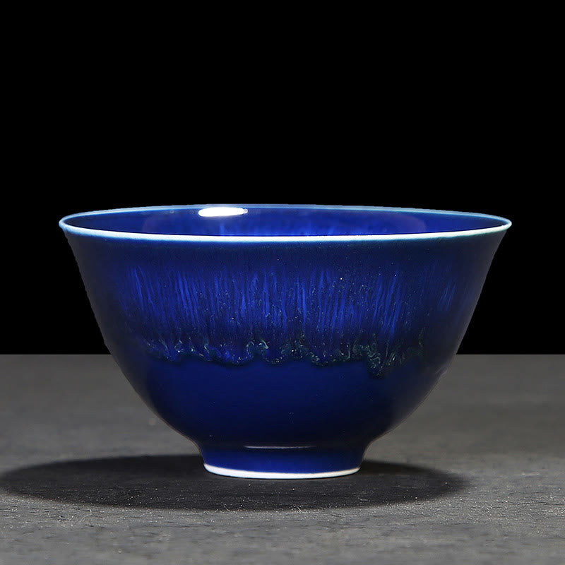Tasse à thé en céramique bleue Jianzhan 160 ml Décor zen
