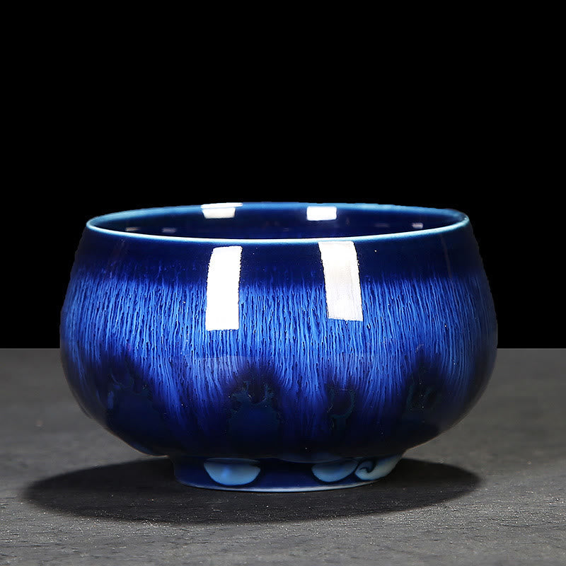 Tasse à thé en céramique bleue Jianzhan 160 ml Décor zen