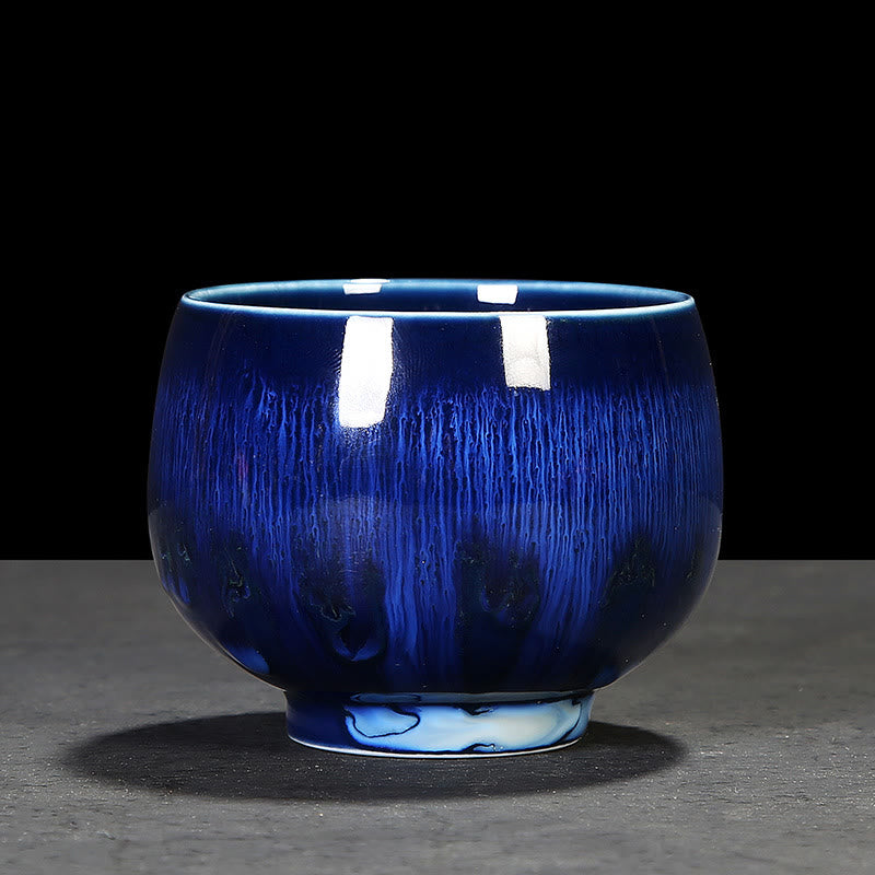 Tasse à thé en céramique bleue Jianzhan 160 ml Décor zen