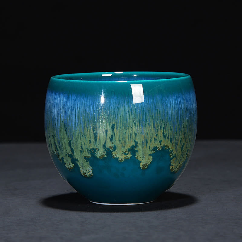 Tasse à thé en céramique bleue Jianzhan 160 ml Décor zen