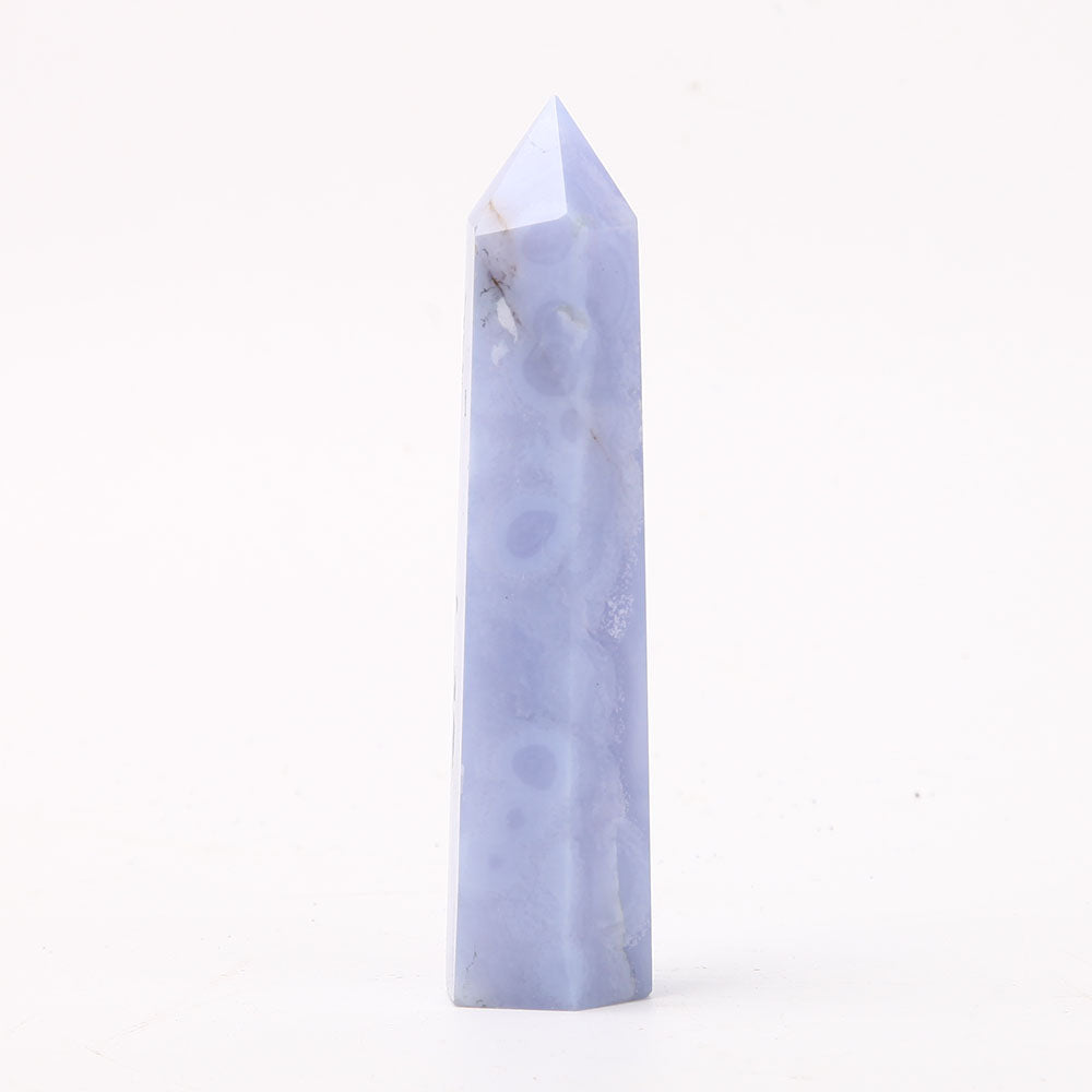 Blue Lace Agate Crystal Point 4-4.5 Inches for Healing