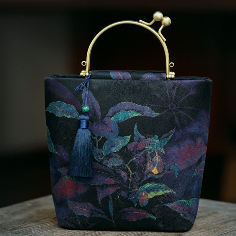 Sac à bijoux spirituel Papillon Feuilles Bleues 19 cm | Sons de guérison