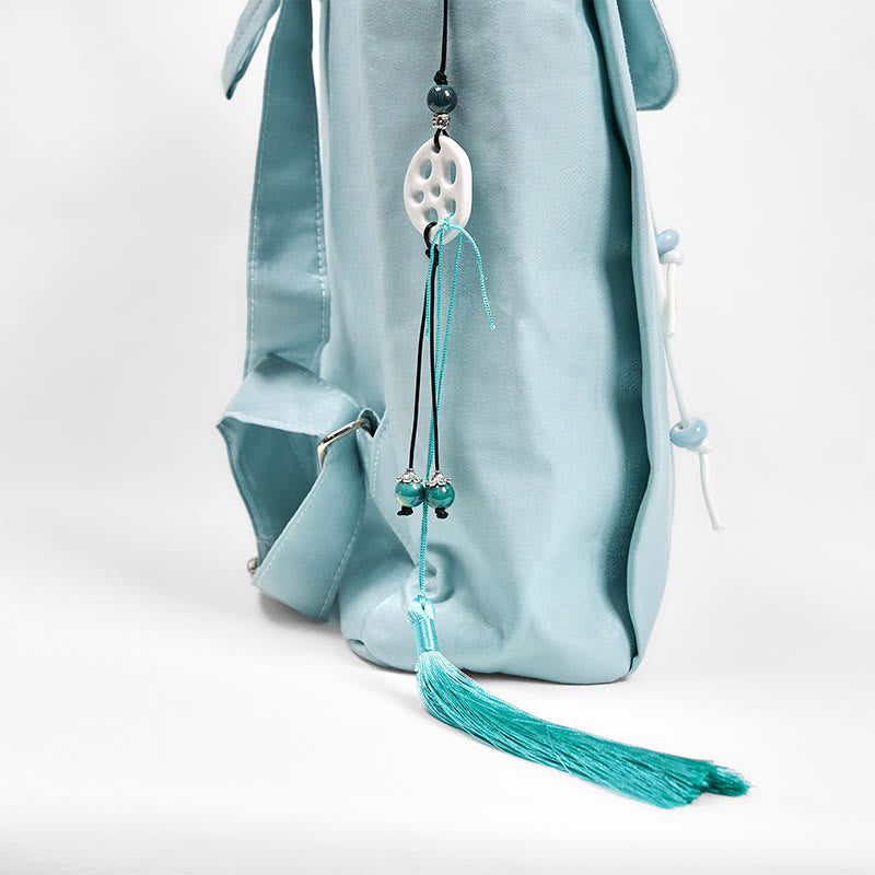 Sac à dos en toile brodée Lotus bleu | Sac de yoga