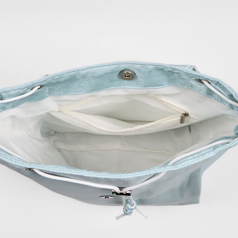 Sac à dos en toile brodée Lotus bleu | Sac de yoga