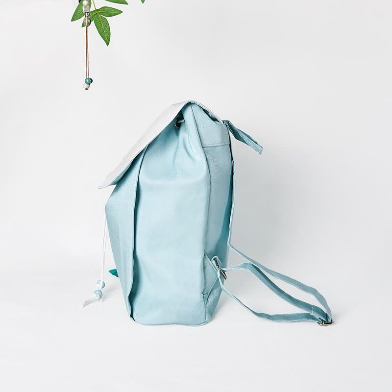 Sac à dos en toile brodée Lotus bleu | Sac de yoga