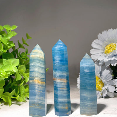 Ensemble de guérison de pointes de cristal d'onyx bleu de 2,3 à 4 pouces