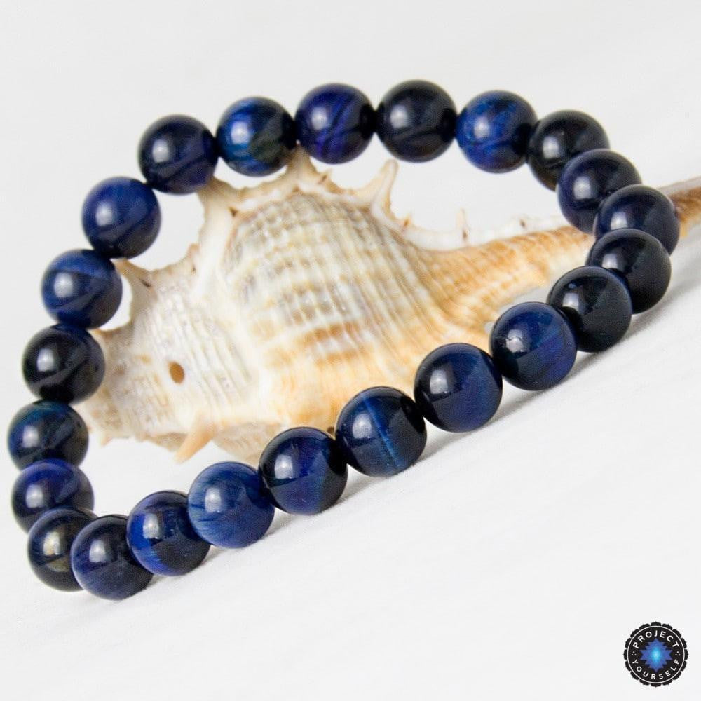 Bracelet en œil de tigre bleu pour l'intuition et la protection
