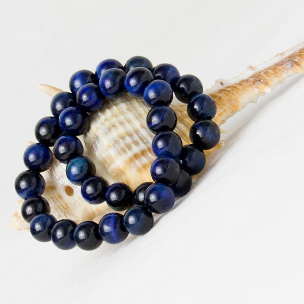 Bracelet en œil de tigre bleu pour l'intuition et la protection