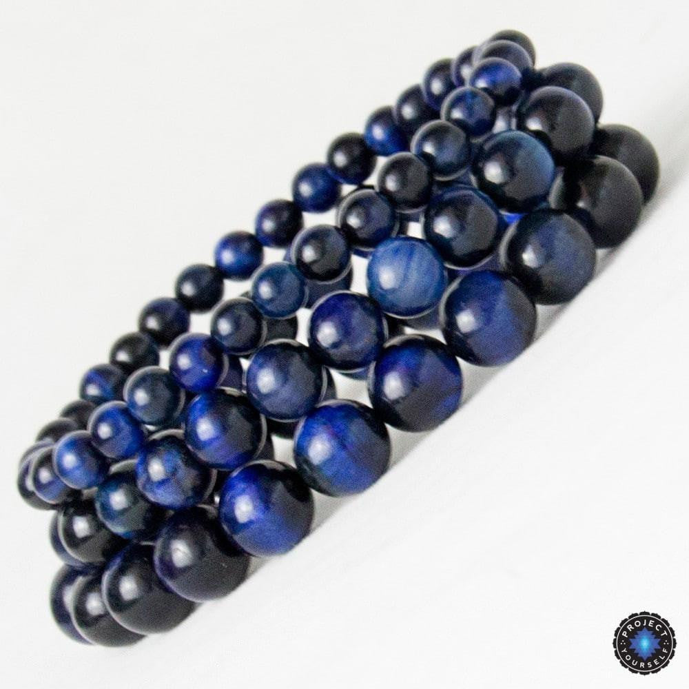 Bracelet en œil de tigre bleu pour l'intuition et la protection