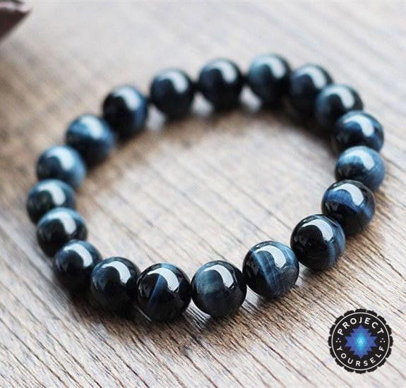 Bracelet en œil de tigre bleu pour l'intuition et la protection