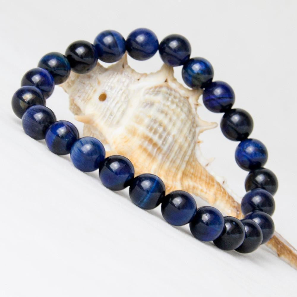 Bracelet en œil de tigre bleu pour l'intuition et la protection