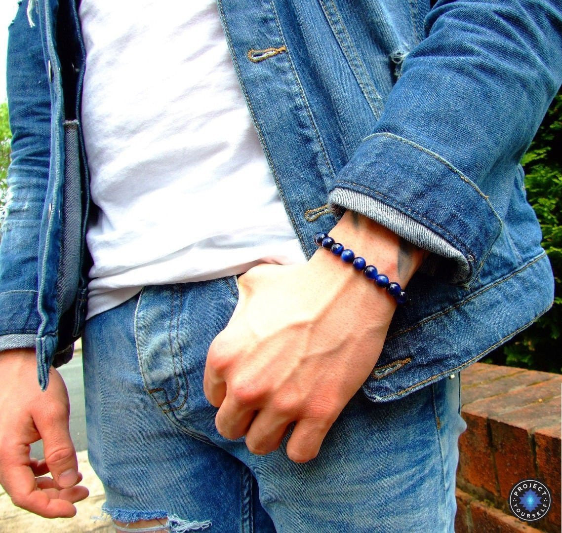 Bracelet en œil de tigre bleu pour l'intuition et la protection