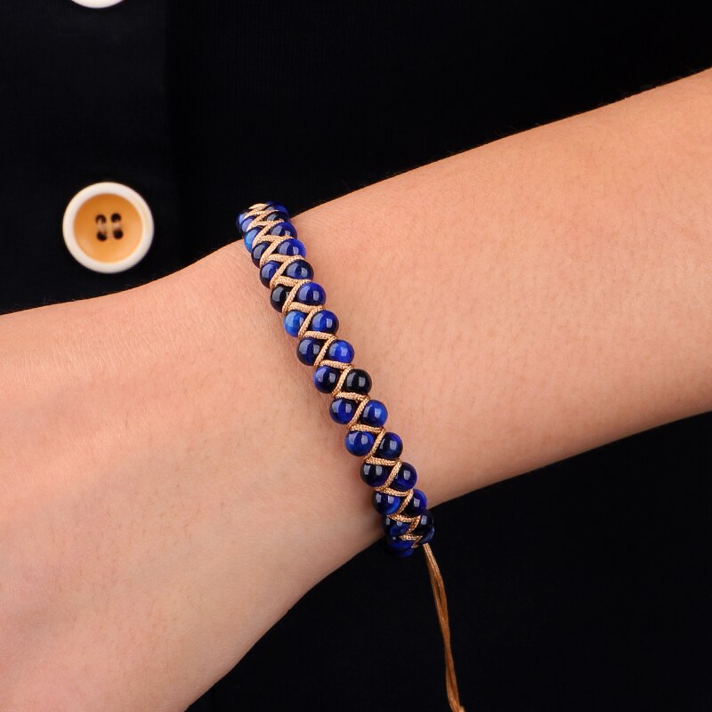 Bracelet Chakra Oeil de Tigre Bleu pour la Chance et la Perspicacité