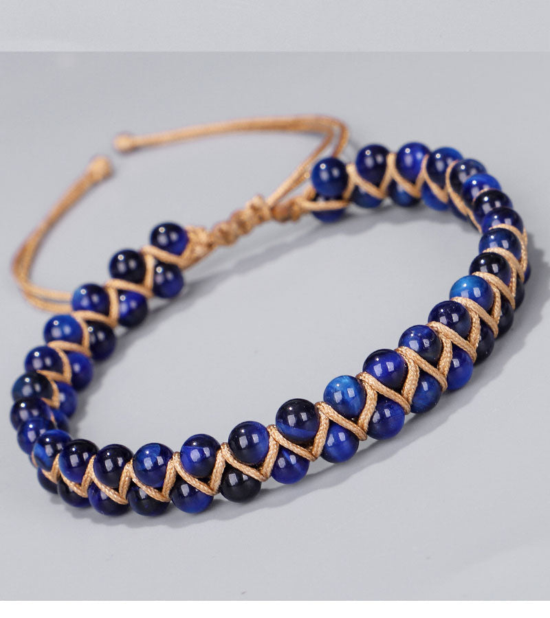 Bracelet Chakra Oeil de Tigre Bleu pour la Chance et la Perspicacité