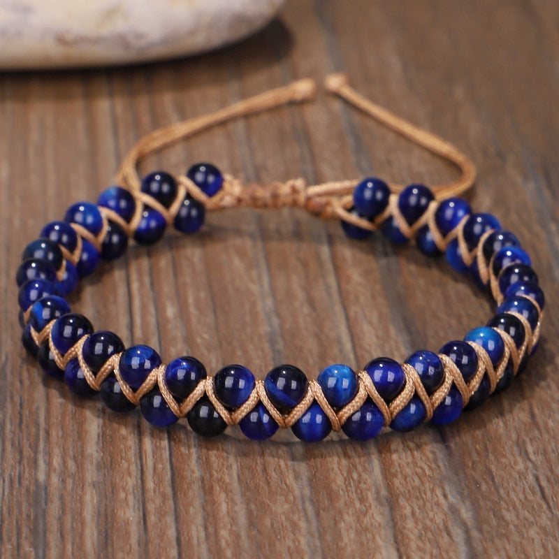 Bracelet Chakra Oeil de Tigre Bleu pour la Chance et la Perspicacité