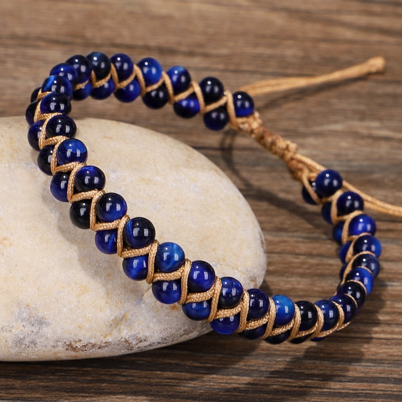 Bracelet Chakra Oeil de Tigre Bleu pour la Chance et la Perspicacité