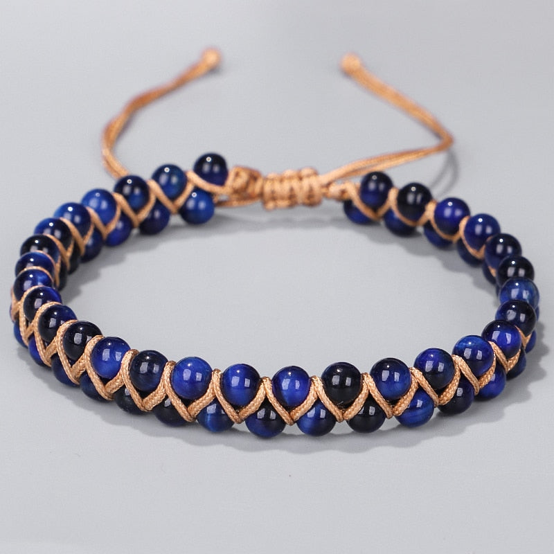 Bracelet Chakra Oeil de Tigre Bleu pour la Chance et la Perspicacité