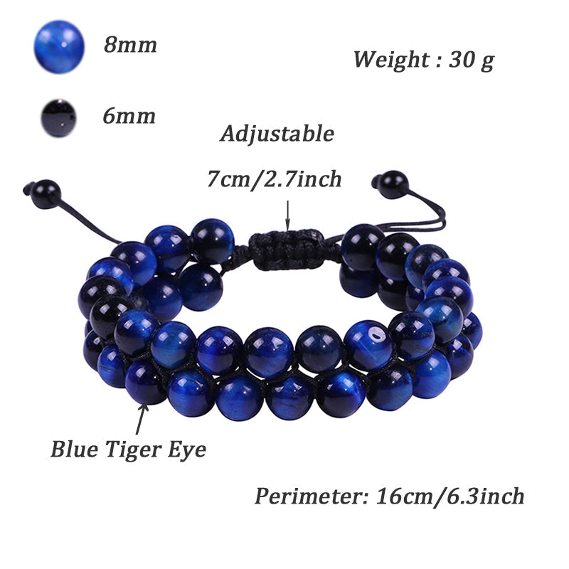 Bracelet de perles en œil de tigre bleu pour le courage et la chance