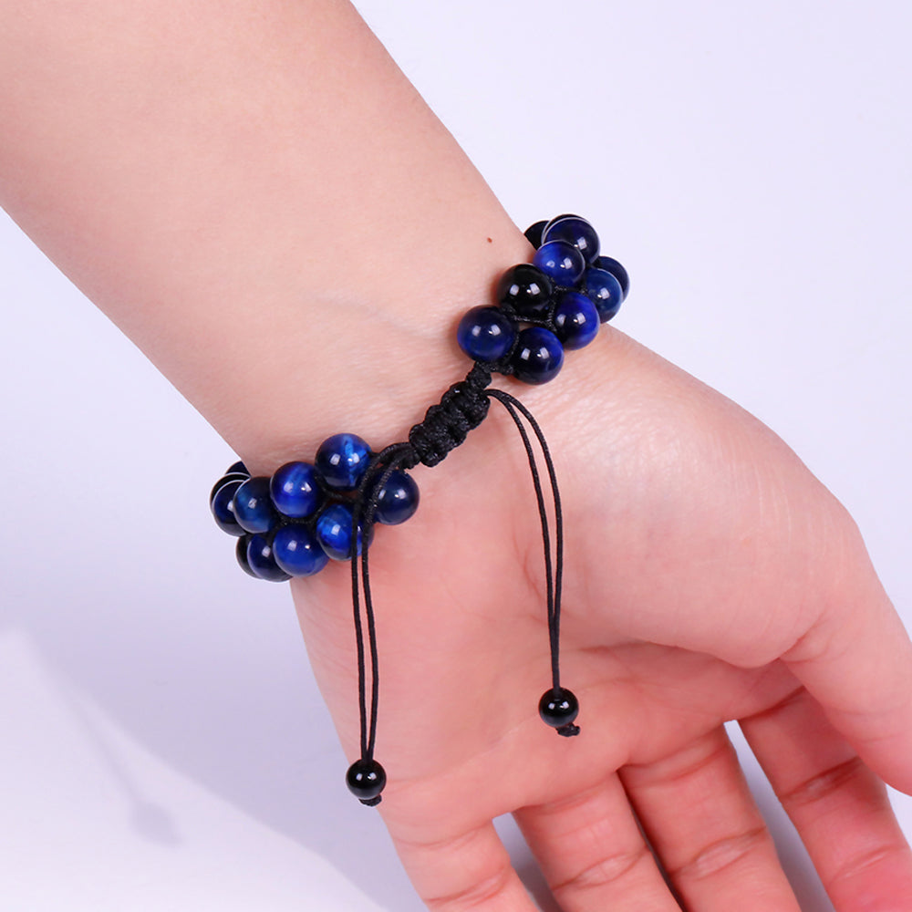 Bracelet de perles en œil de tigre bleu pour le courage et la chance