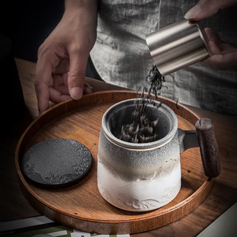 Tasse à thé en céramique bleue vintage Mountain Sea 300 ml