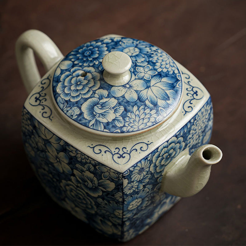 Service à thé Gongfu en porcelaine bleue et blanche décor zen