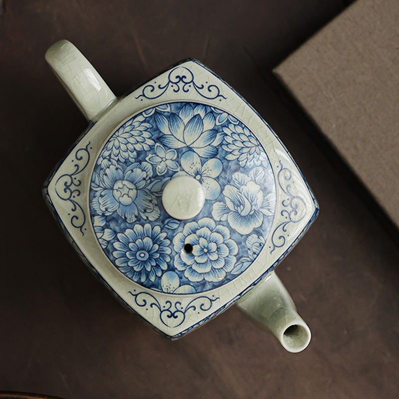 Service à thé Gongfu en porcelaine bleue et blanche décor zen