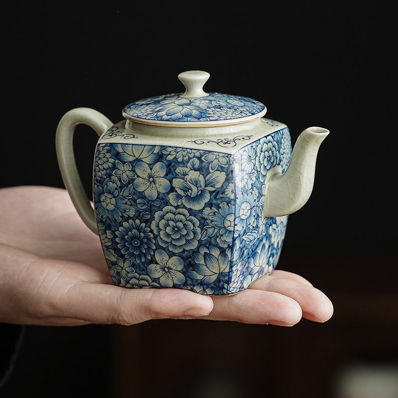 Service à thé Gongfu en porcelaine bleue et blanche décor zen