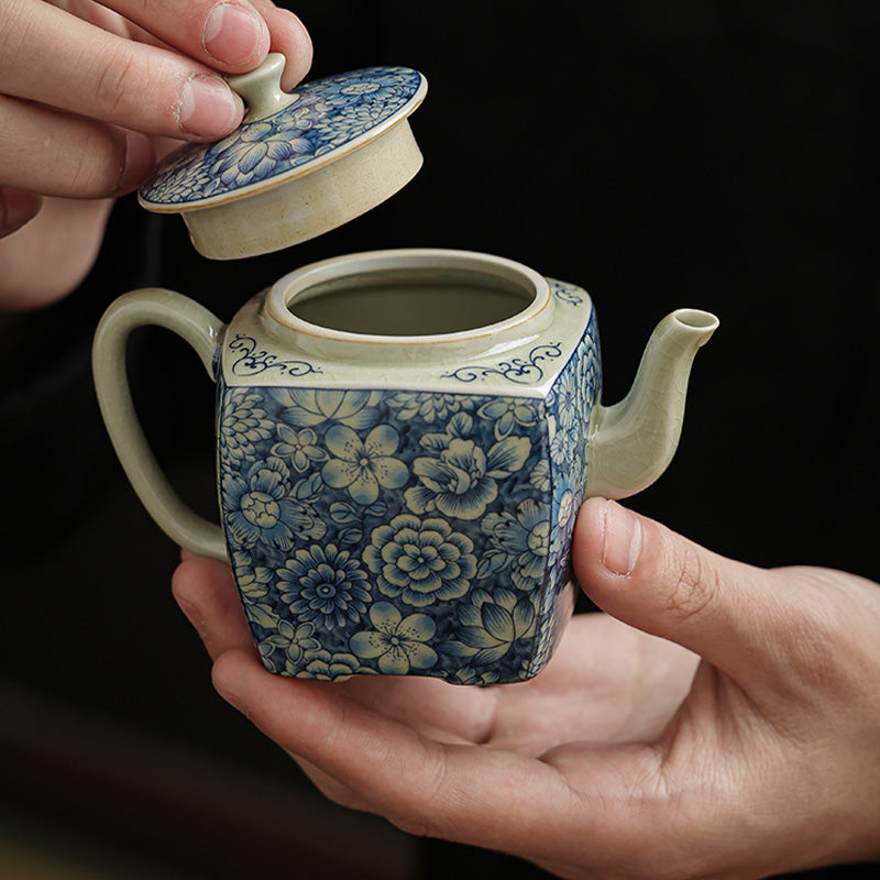 Service à thé Gongfu en porcelaine bleue et blanche décor zen