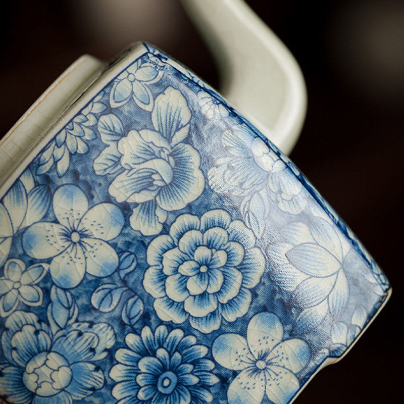 Service à thé Gongfu en porcelaine bleue et blanche décor zen