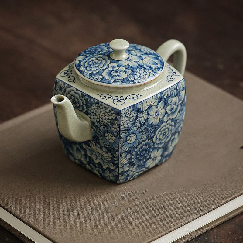 Service à thé Gongfu en porcelaine bleue et blanche décor zen