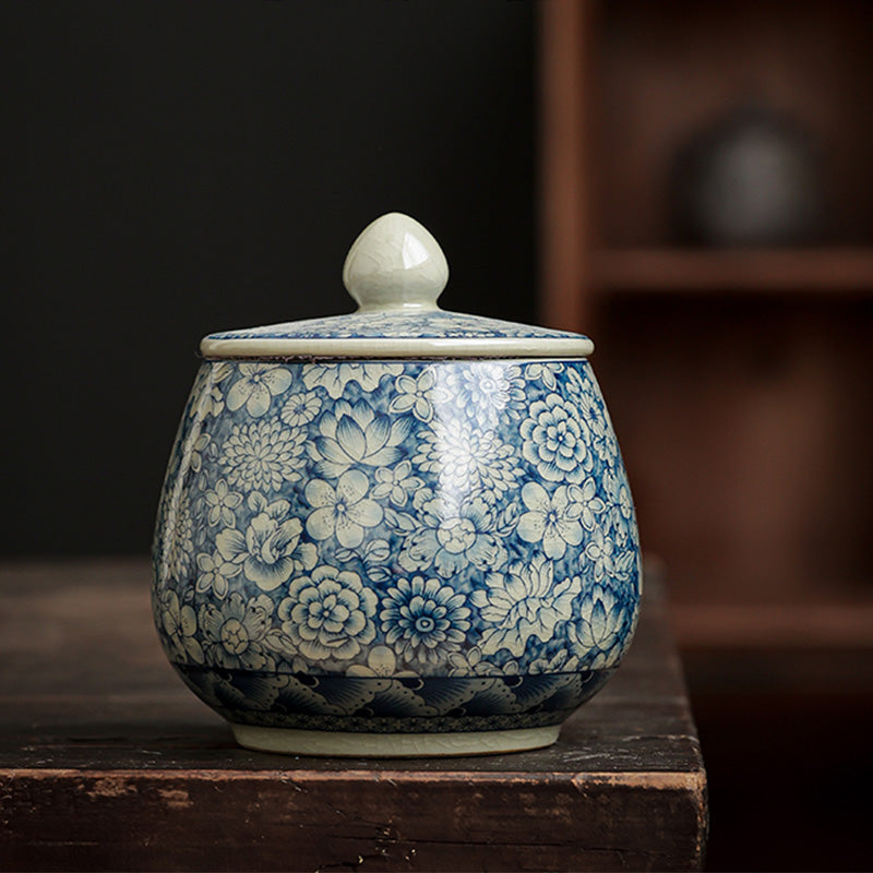 Service à thé Gongfu en porcelaine bleue et blanche décor zen
