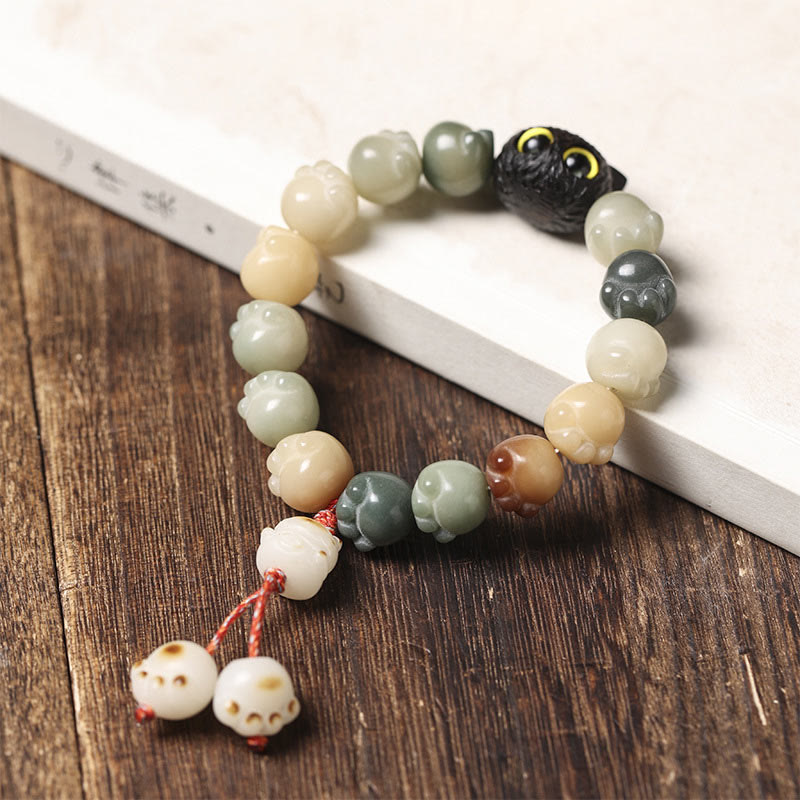 Bracelet de sagesse en bois d'ébène Bodhi Seed 14-15 cm unisexe