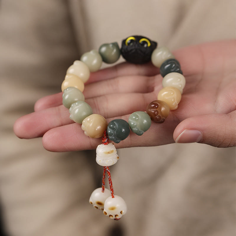 Bracelet de sagesse en bois d'ébène Bodhi Seed 14-15 cm unisexe