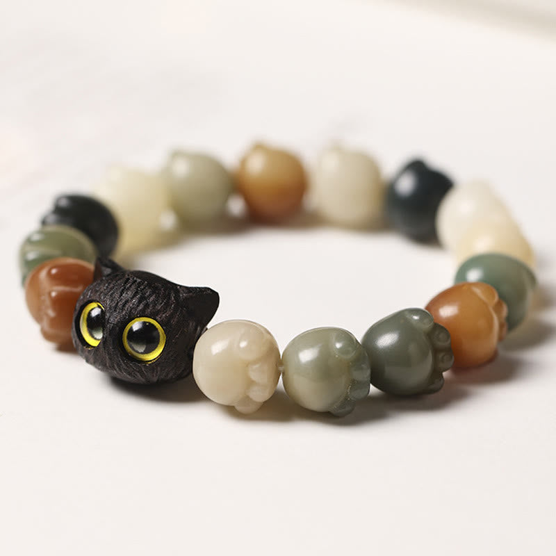 Bracelet de sagesse en bois d'ébène Bodhi Seed 14-15 cm unisexe