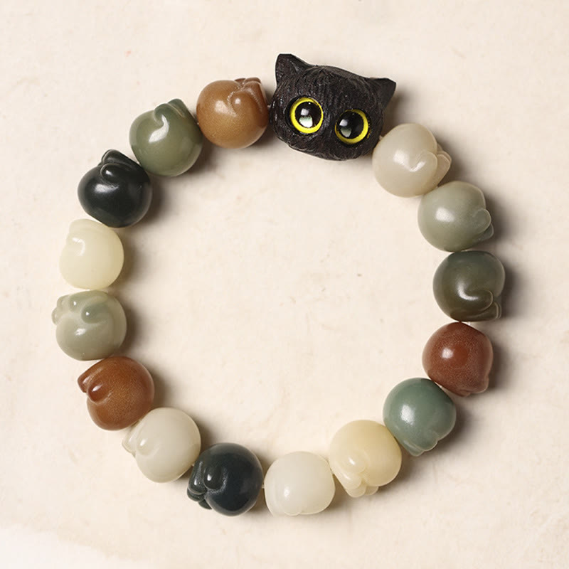 Bracelet de sagesse en bois d'ébène Bodhi Seed 14-15 cm unisexe