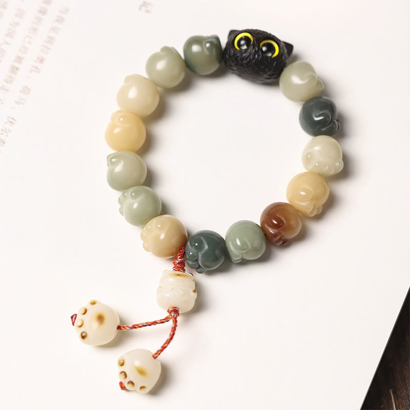 Bracelet de sagesse en bois d'ébène Bodhi Seed 14-15 cm unisexe