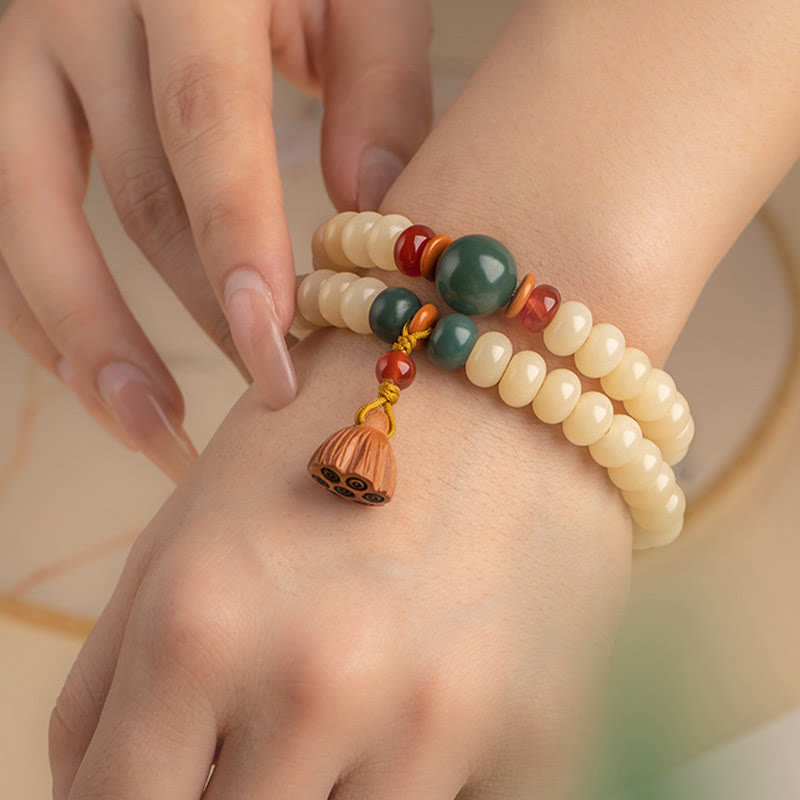 Bracelet Bodhi Graine de Lotus Double Tour pour la Paix et la Sagesse