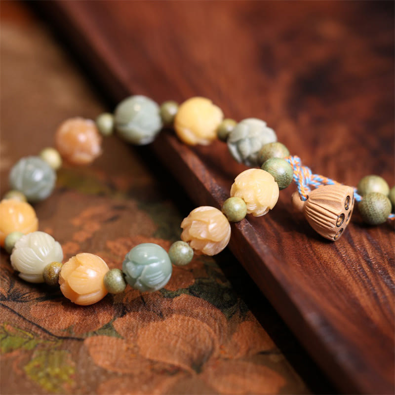 Bracelet Bodhi Seed Lotus Green Santal Sagesse Harmonie