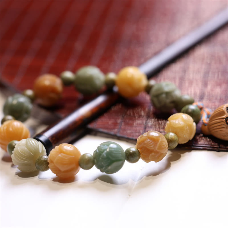 Bracelet Bodhi Seed Lotus Green Santal Sagesse Harmonie