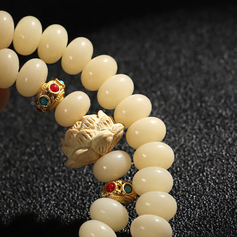 Bracelet double tour Bodhi Seed Peach Wood Lotus Wealth