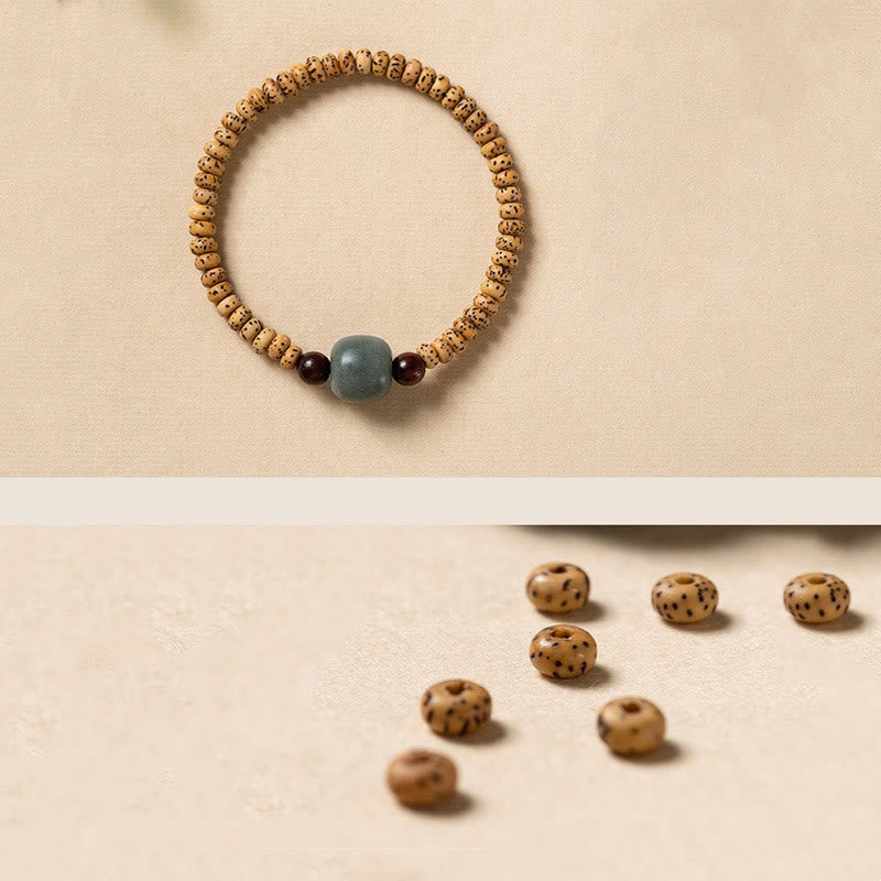 Bracelet de sagesse en bois de santal rouge à petites feuilles de graines de Bodhi pour la protection spirituelle