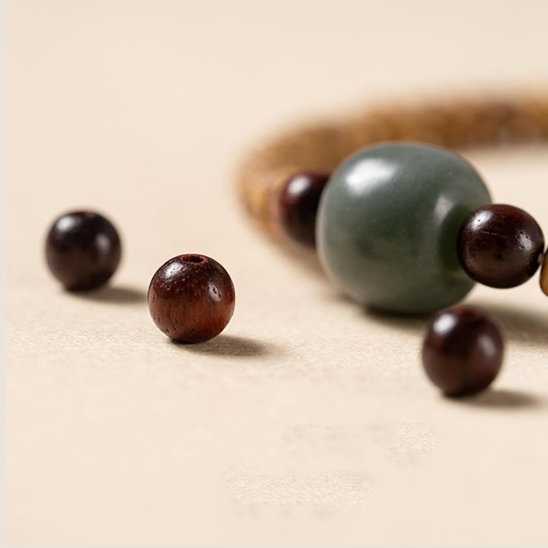 Bracelet de sagesse en bois de santal rouge à petites feuilles de graines de Bodhi pour la protection spirituelle