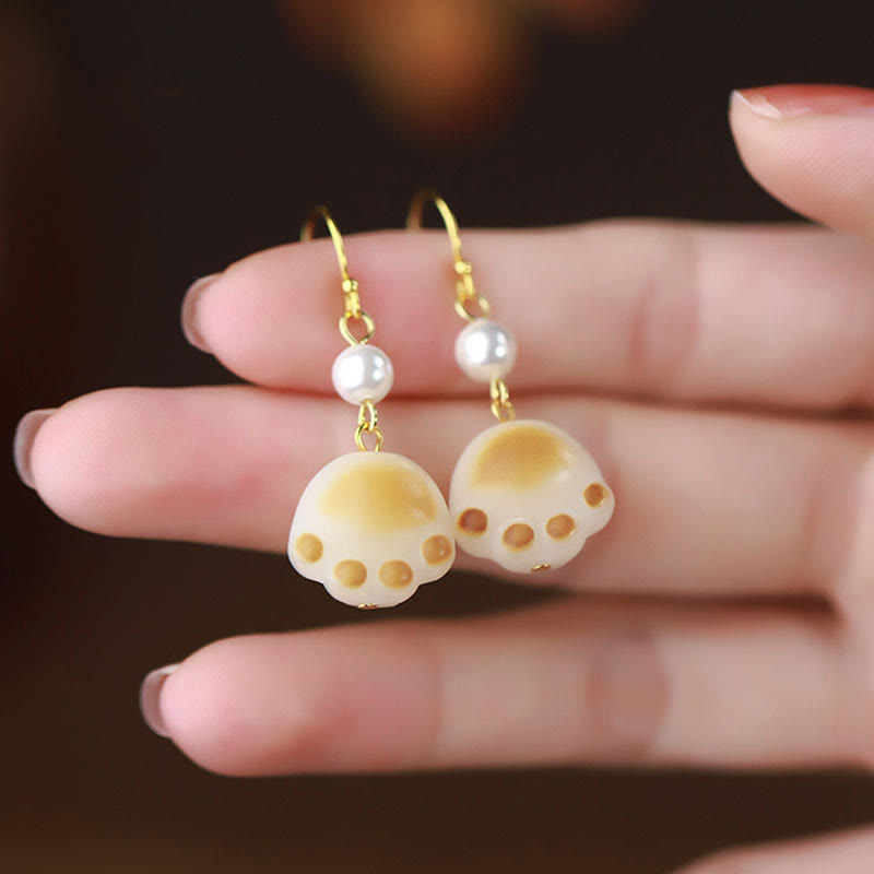Boucles d'oreilles spirituelles Bodhi Seed avec pendentif en forme de patte de chat pour la sagesse