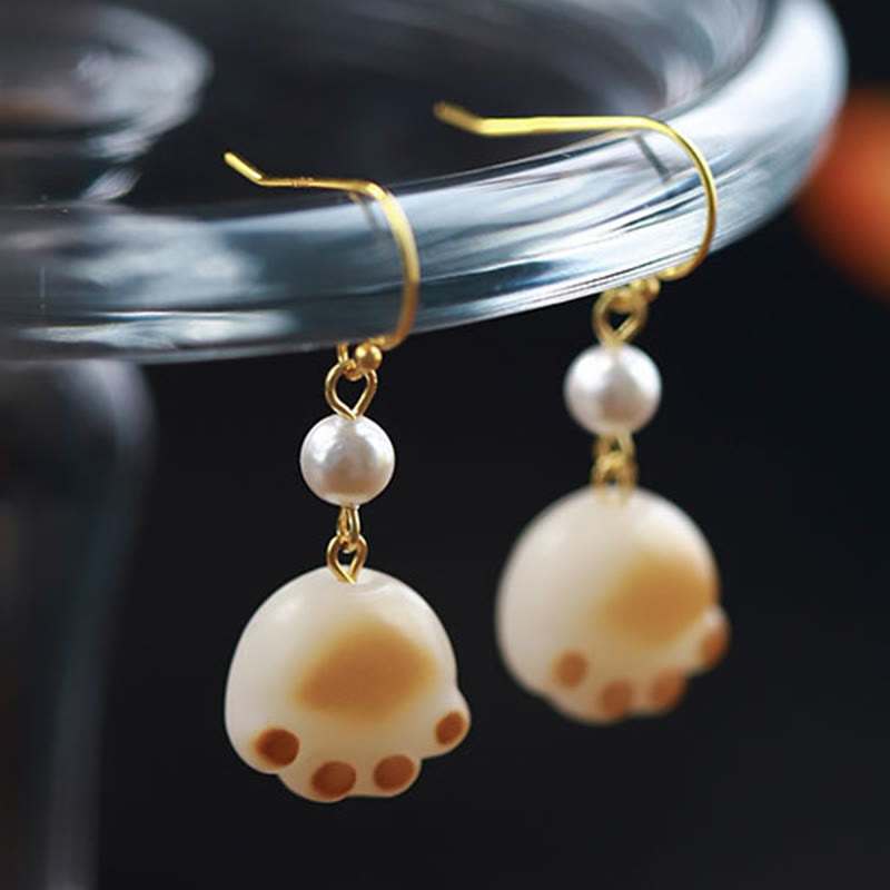 Boucles d'oreilles spirituelles Bodhi Seed avec pendentif en forme de patte de chat pour la sagesse