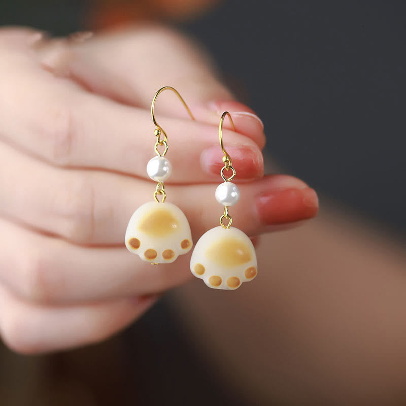 Boucles d'oreilles spirituelles Bodhi Seed avec pendentif en forme de patte de chat pour la sagesse