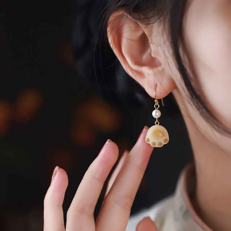 Boucles d'oreilles spirituelles Bodhi Seed avec pendentif en forme de patte de chat pour la sagesse