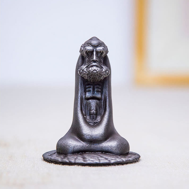 Statue de Bouddha Bodhidharma 10 cm en résine rouillée et poudre de fer, décoration