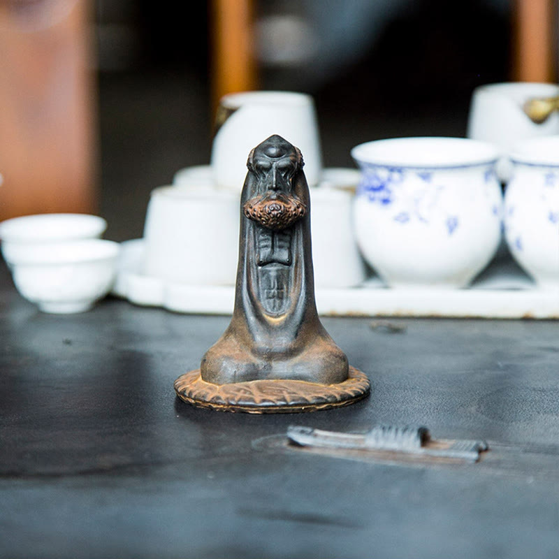 Statue de Bouddha Bodhidharma 10 cm en résine rouillée et poudre de fer, décoration