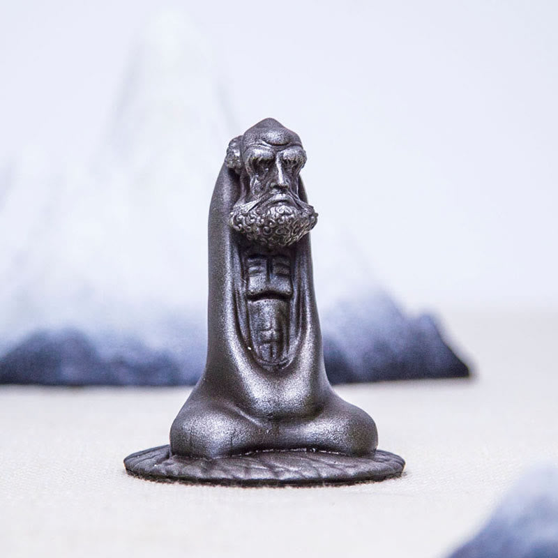 Statue de Bouddha Bodhidharma 10 cm en résine rouillée et poudre de fer, décoration