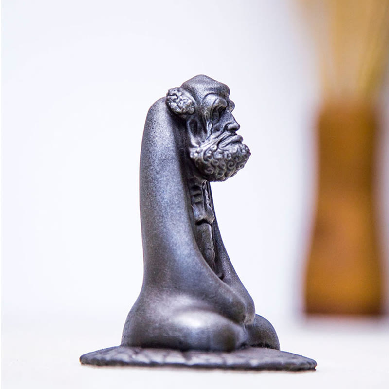 Statue de Bouddha Bodhidharma 10 cm en résine rouillée et poudre de fer, décoration